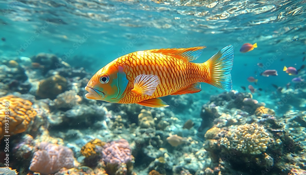Vibrant Tropical Fish Swimming in Coral Reef Vibrant Tropical Fish Swimming in Coral Reef