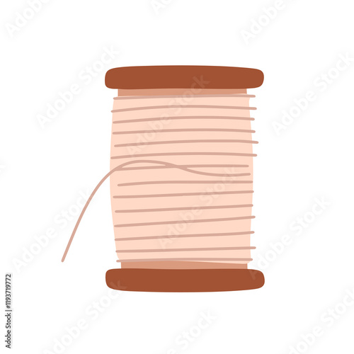 Cartoon spool of thread for needlework, sewing. Vector hand draw illustration.