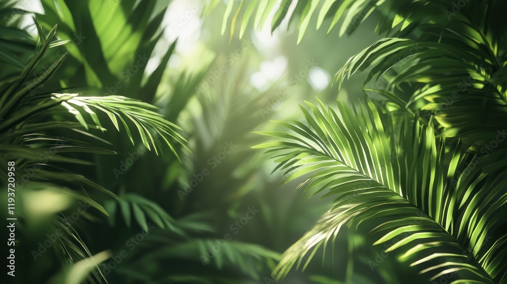 Lush tropical foliage bathed in sunlight. Lush tropical foliage bathed in sunlight.