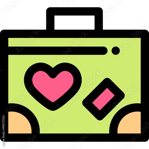 Colorful Valentine's Day Love Heart Theme Flat Solid Linear Vector Icon Graphic Symbol