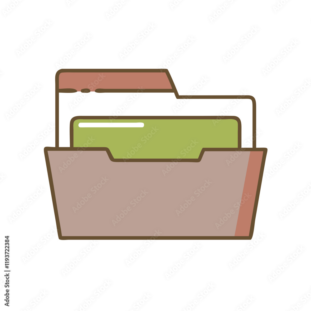 Filing Folder Icon with documents on white background Filing Folder Icon with documents on white background