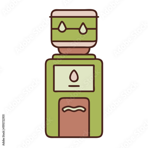 Water Cooler Icon in simple design with green and brown colors