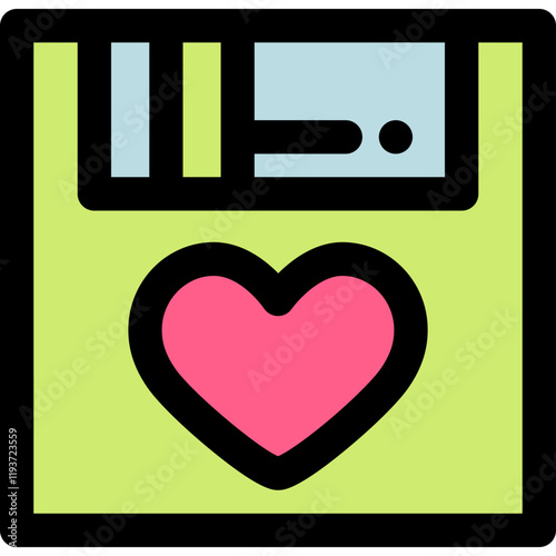 Colorful Valentine's Day Love Heart Theme Flat Solid Linear Vector Icon Graphic Symbol