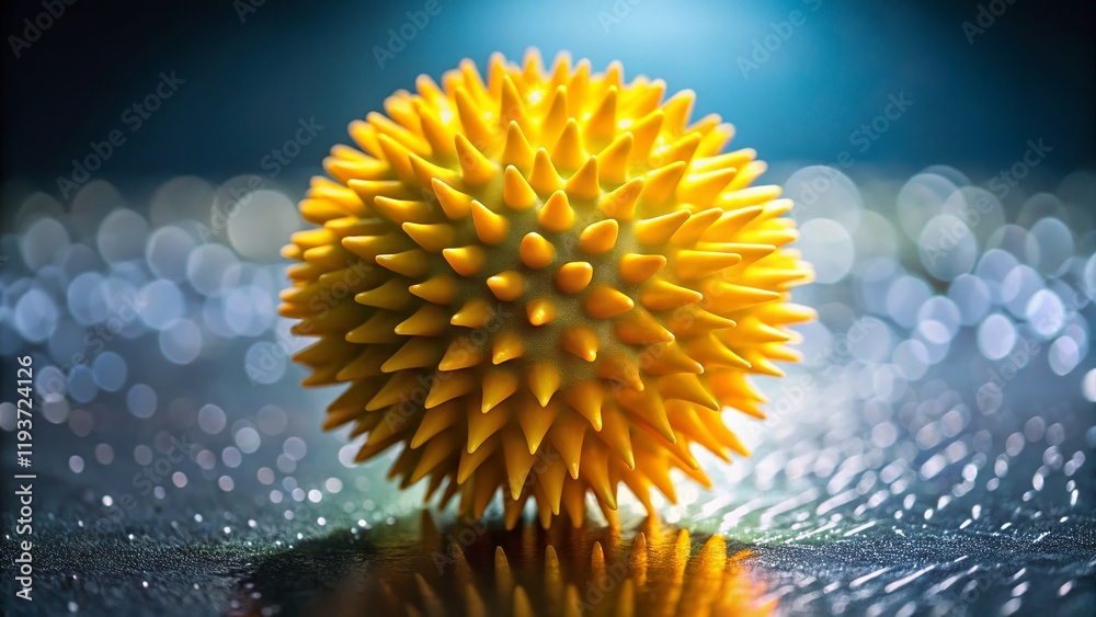 Sharp Focus Spiky Yellow Ball Macro Photography Stock Photo Sharp Focus Spiky Yellow Ball Macro Photography Stock Photo