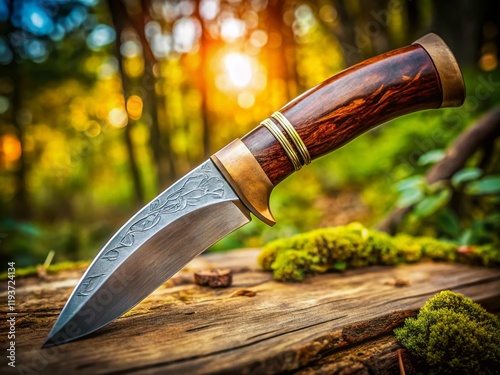 Sharp Khukuri Knife with High Depth of Field - Nepalese Gurkha Blade photo