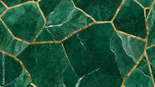 Texture of Aventurine with golden lines close-up, green color background
