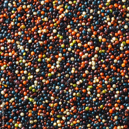 A close up of a variety of colored beans