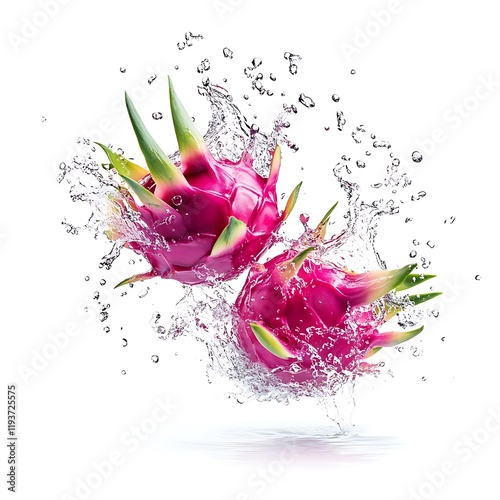 dragon fruit with water splash