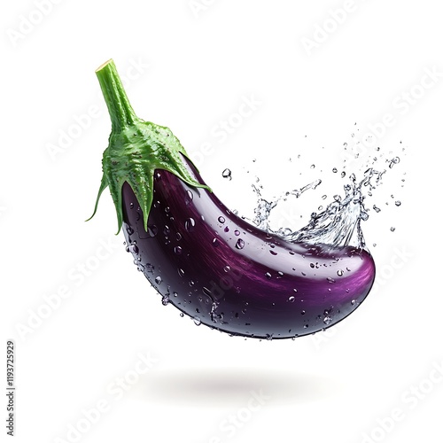 egg plant with water splash