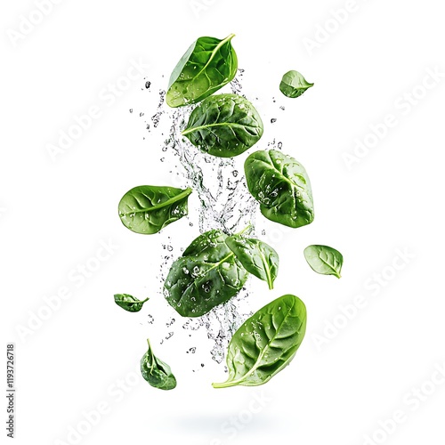 floating spinach with splash