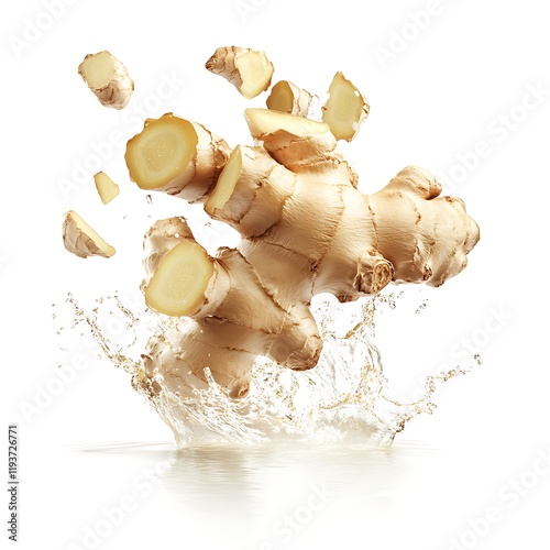 ginger with water splash
