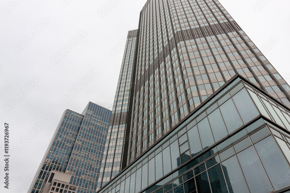 A view of the MesseTurm (Messe Tower), a prominent skyscraper in Frankfurt am Main, Germany A view of the MesseTurm (Messe Tower), a prominent skyscraper in Frankfurt am Main, Germany