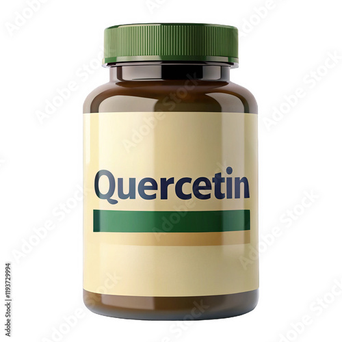 Supplement bottle with Quercetin label on transparent background photo