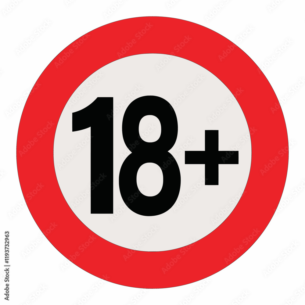 above 18 age sign vector icon above 18 age sign vector icon