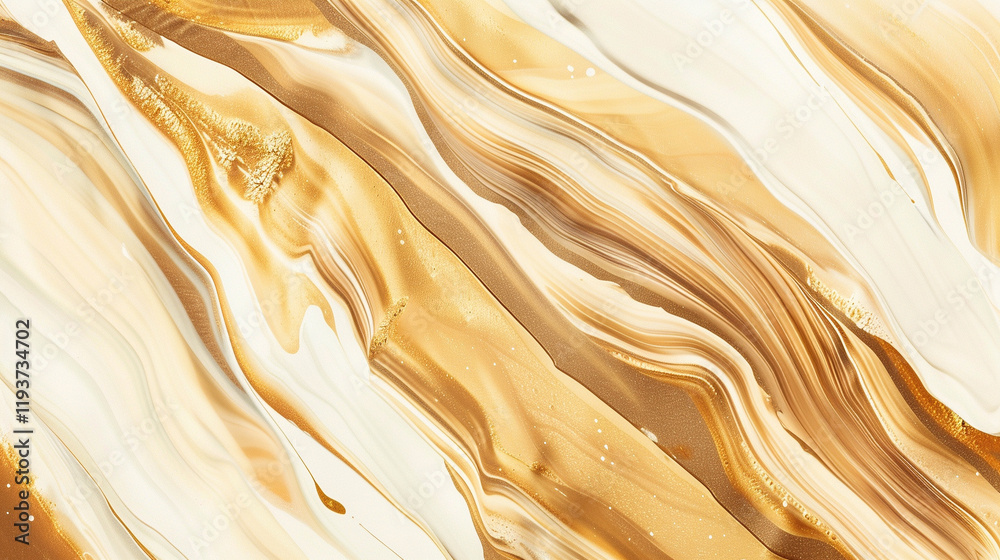 Obraz premium A hand-painted abstract brushstroke background in Mocha Mousse and Scarlet red, accented with Butter yellow highlights, evoking a bold artistic style
