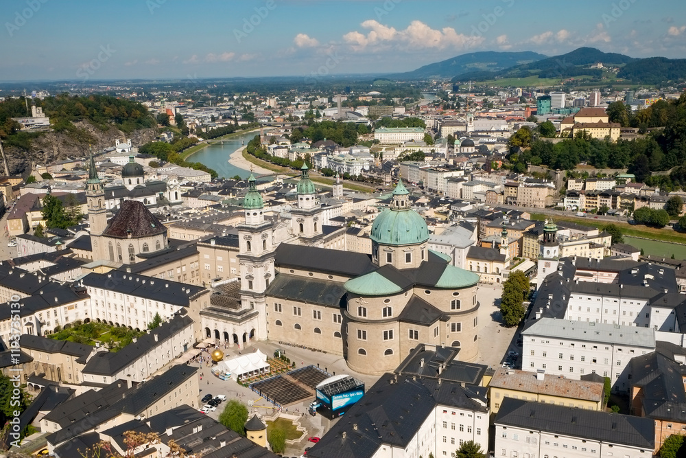 Fototapeta premium Salzburg, Austria. View from the fortress of the city