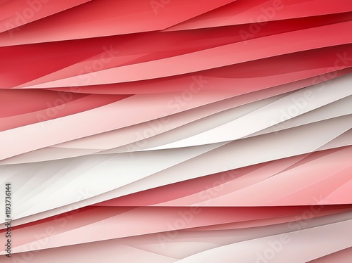 This abstract image showcases a vibrant interplay of red and white layered shapes, creating a dynamic visual experience. Perfect for design projects that require bold colors. photo