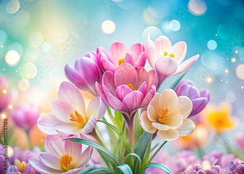 Soft Pastel Easter Background with Copy Space: Macro Floral Spring Photography