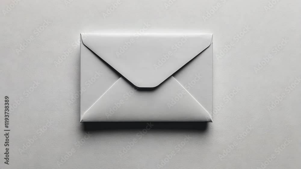 White envelope resting on a smooth surface creating a minimalist aesthetic with subtle shadows highlighting its edges