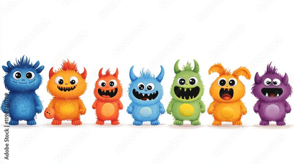 Set of cute cartoon monsters. illustration isolated on white background Set of cute cartoon monsters. illustration isolated on white background