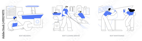 Boat maintenance isolated cartoon vector illustrations se