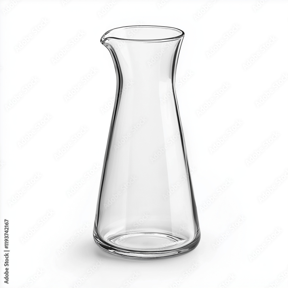 Simple crystal-clear glass carafe with a smooth neck and minimalist shape, ideal for serving drinks in a modern dining environment Simple crystal-clear glass carafe with a smooth neck and minimalist shape, ideal for serving drinks in a modern dining environment