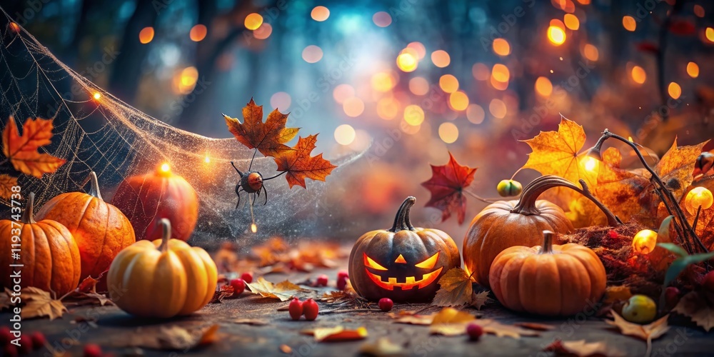 Fototapeta premium Spooky Halloween Background with Copy Space for Text - High-Resolution Stock Photo