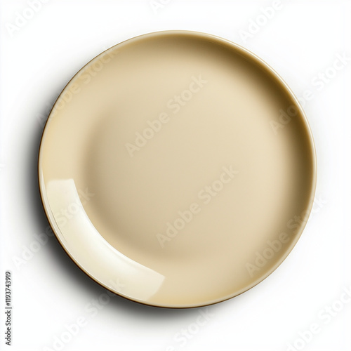 A small round dessert plate with a glossy, golden tone finish, featuring a smooth and reflective surface for elegant presentations