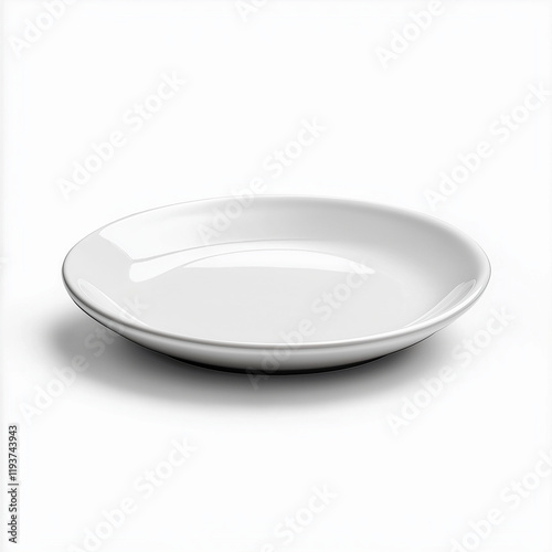 A small round dessert plate with a smooth and glossy surface in a neutral tone, perfect for serving desserts or appetizers