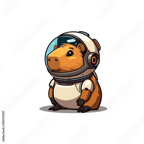 Capybara astronaut logo flat vector design