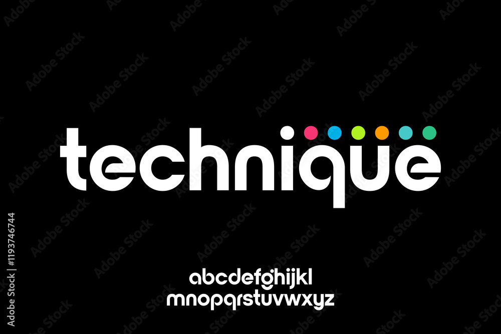 Obraz premium word of technique . modern minimalist clean alphabet font. lowercase bold typography vector illustration design