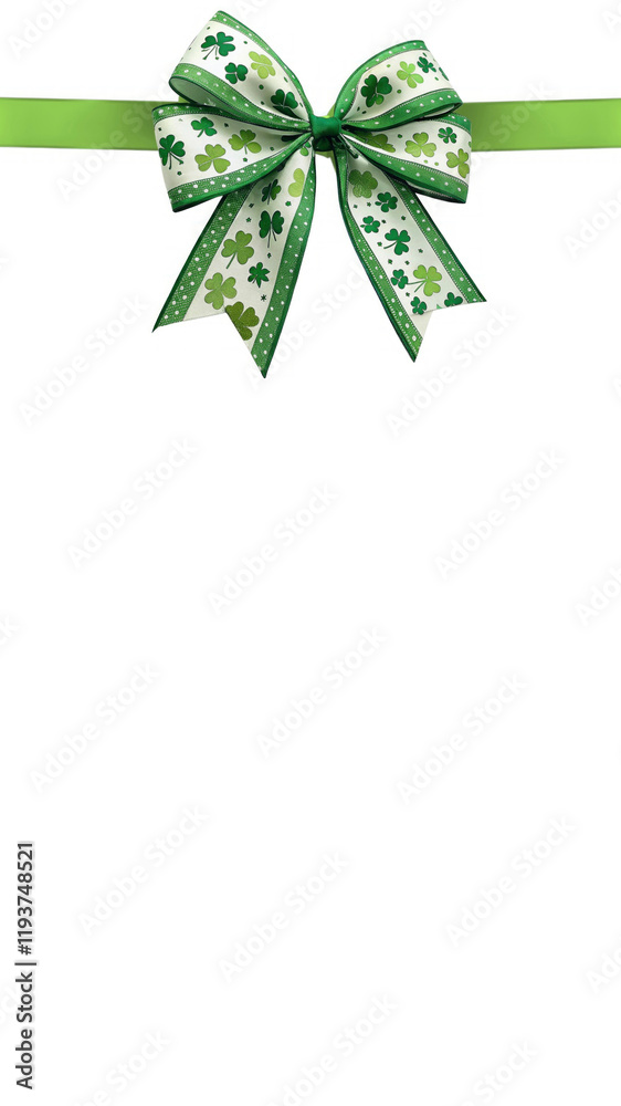 Four green bows with shamrock patterns on a white background, perfect for St Patrick's Day banners, festive decor, holiday promotions, greeting cards, and branding mockups. Four green bows with shamrock patterns on a white background, perfect for St Patrick's Day banners, festive decor, holiday promotions, greeting cards, and branding mockups.