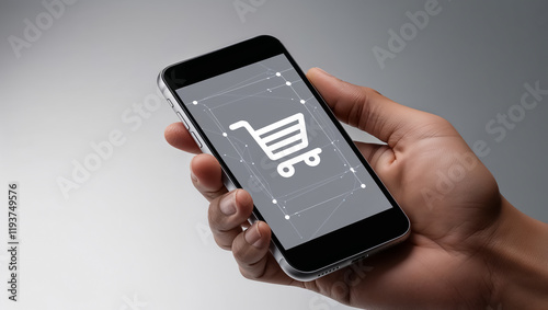 Wallpaper Mural hand with smartphone, shopping cart Torontodigital.ca