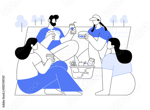Picnic with friends isolated cartoon vector illustrations.