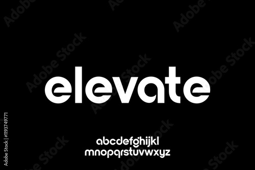 word of elevate . modern minimalist clean alphabet font. lowercase bold typography vector illustration design