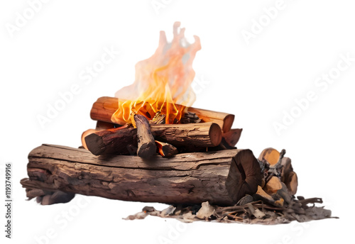  Burning fire and campfire  logs cut out transparent PNG background photo