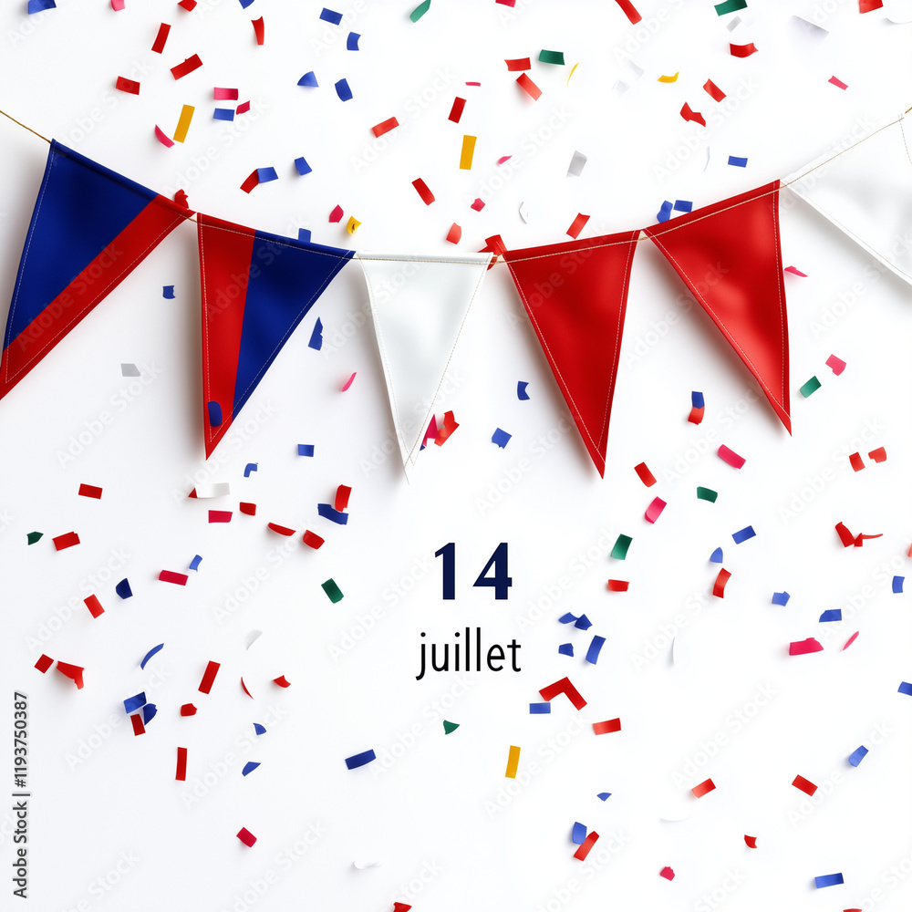 Obraz premium French Tricolour bunting. Decorative party banner design element on white background