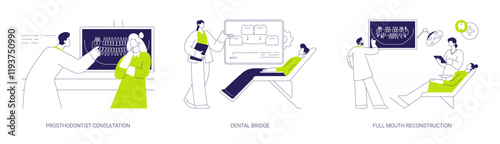 Reconstructive dentistry abstract concept vector illustrations.