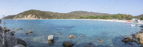 The beautiful white beach of Cala Pira in Castadias with its transparent and turquoise water