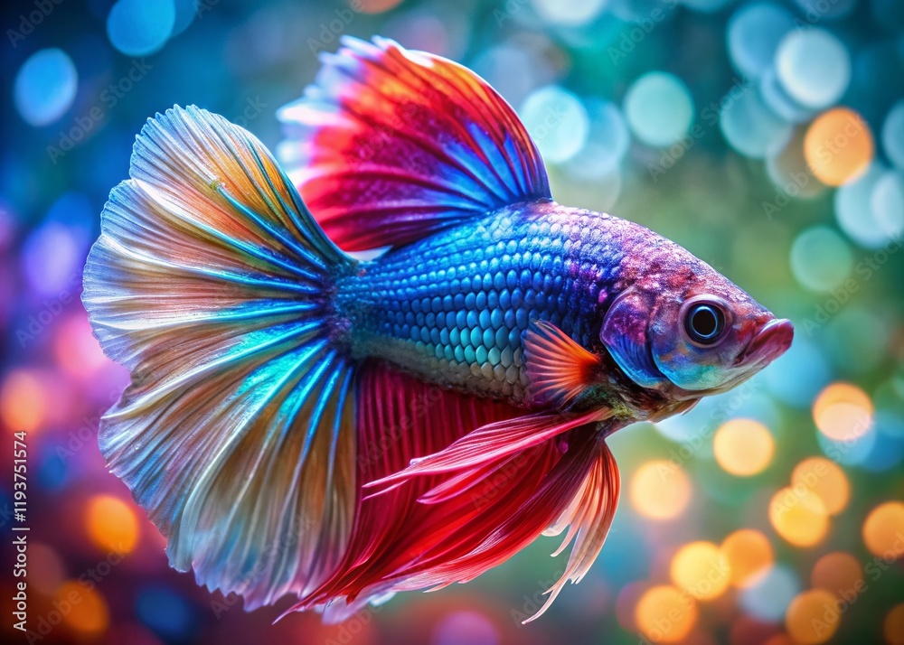 Fototapeta premium Stunning Betta Fish Portrait: Vibrant Colors & Flowing Fins
