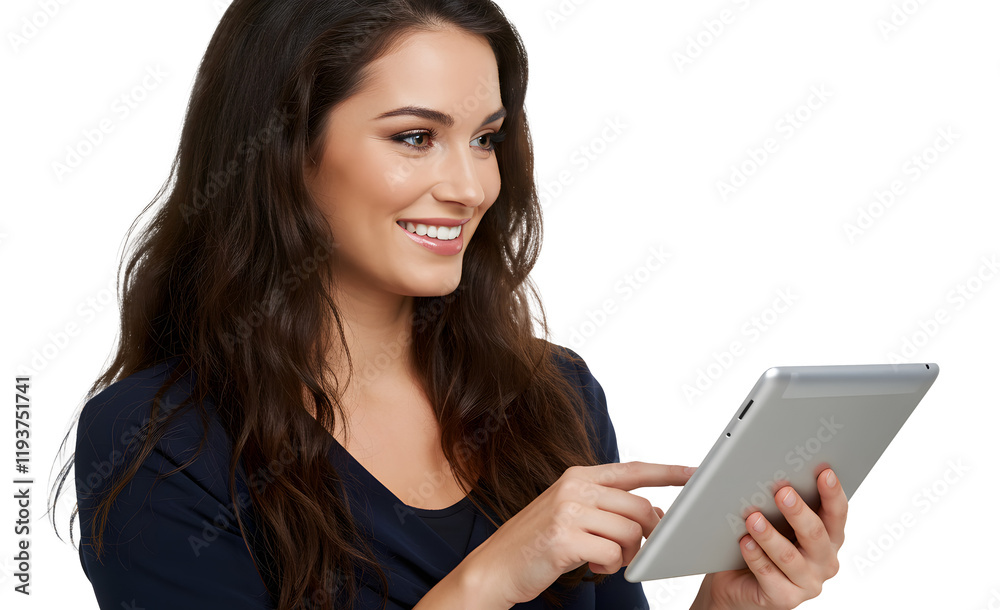 Beautiful smiling woman holding a tablet computer. Beautiful smiling woman holding a tablet computer.