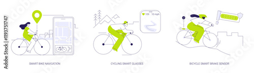 Smart biking abstract concept vector illustrations.
