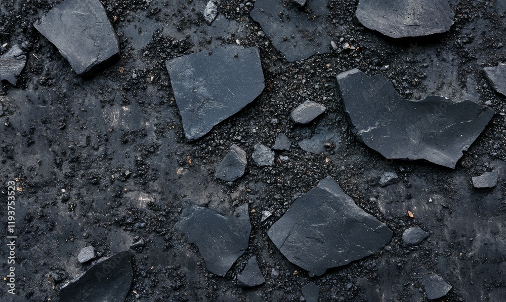 A Close-Up of Black Charcoal Pieces Scattered on the Ground A Close-Up of Black Charcoal Pieces Scattered on the Ground