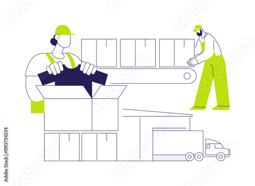 Garment packaging abstract concept vector illustration.