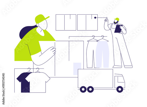 Garment delivery abstract concept vector illustration.