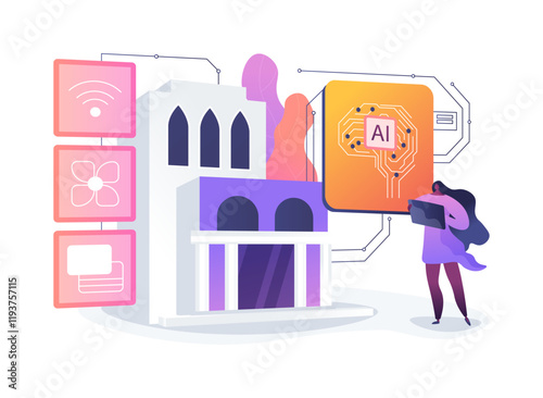 AI-Backed Facility Maintenance abstract concept vector illustration.