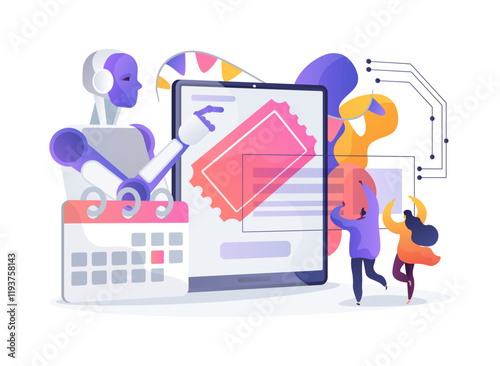 AI-Optimized Live Events abstract concept vector illustration.