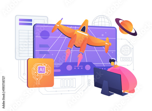 AI-Enhanced Gaming abstract concept vector illustration.