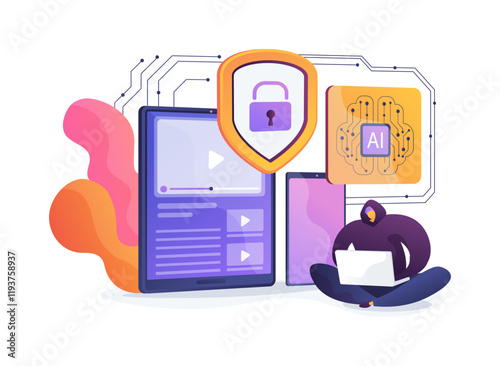 AI-Powered Content Protection abstract concept vector illustration.