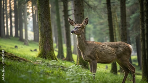 Graceful deer in lush forest wildlife photography nature scene tranquil environment side view harmony with nature